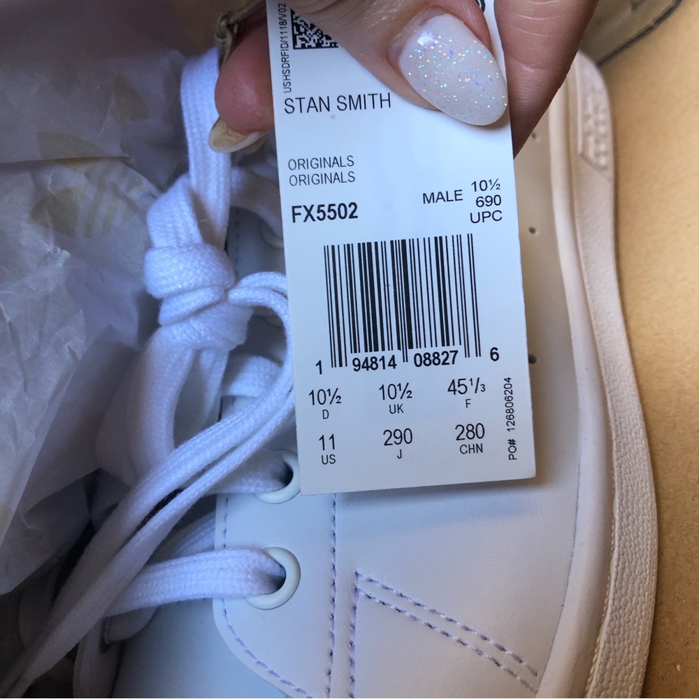 NEW in box! Adidas Stan Smith white and green Mens sneaker size 11 and… - Picture 11 of 12